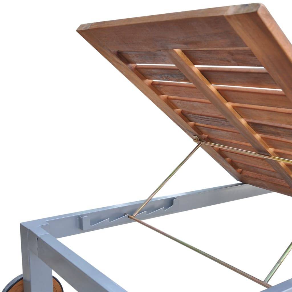 Helloshop26 - Transat chaise longue bain de soleil lit de jardin terrasse meuble d'extérieur bois d'acacia solide - Imagen 4