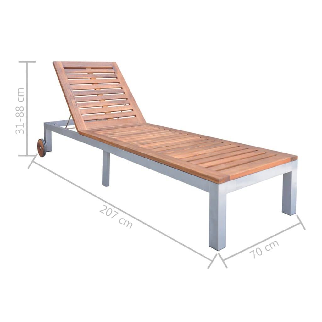 Helloshop26 - Transat chaise longue bain de soleil lit de jardin terrasse meuble d'extérieur bois d'acacia solide - Imagen 5