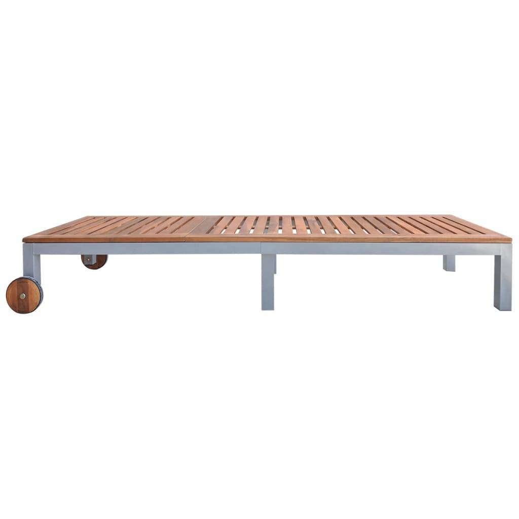 Helloshop26 - Transat chaise longue bain de soleil lit de jardin terrasse meuble d'extérieur bois d'acacia solide - Imagen 2