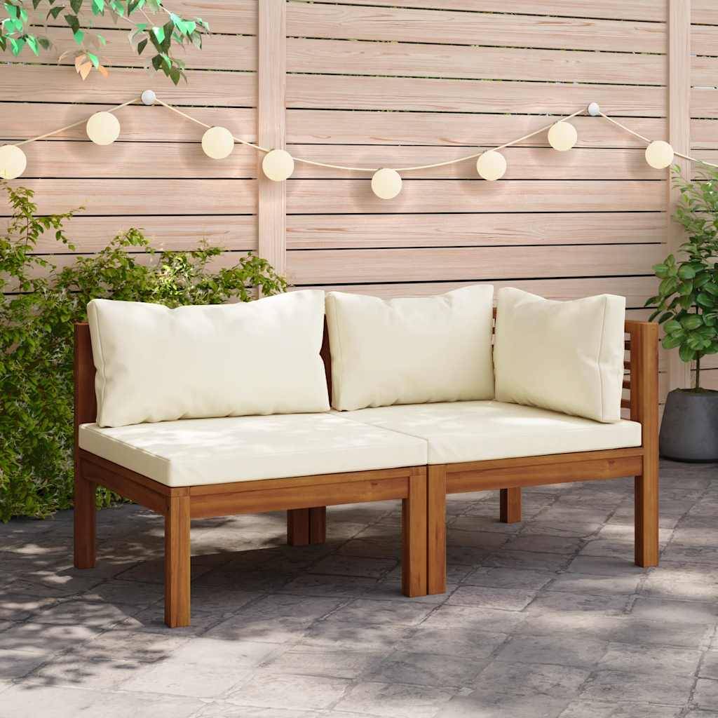 Vidaxl - Ensemble de canapés 2 pcs et coussins blanc crème Acacia solide vidaXL 316283 - Imagen 1