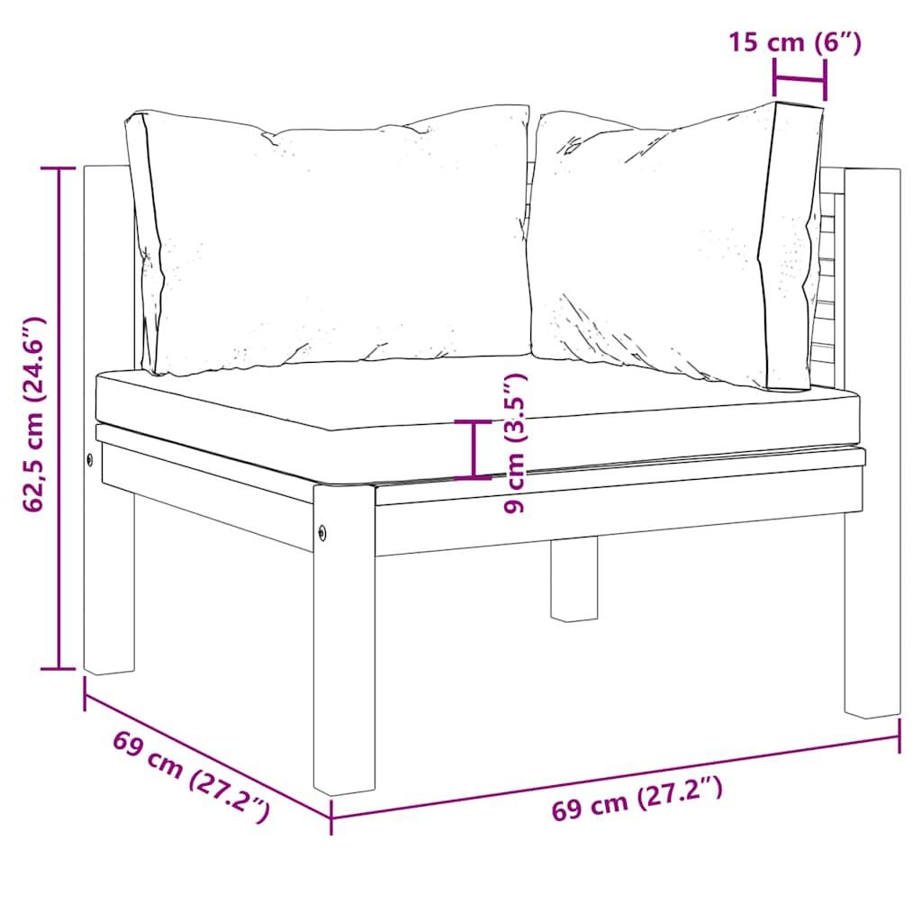 Vidaxl - Ensemble de canapés 2 pcs et coussins blanc crème Acacia solide vidaXL 316283 - Imagen 3