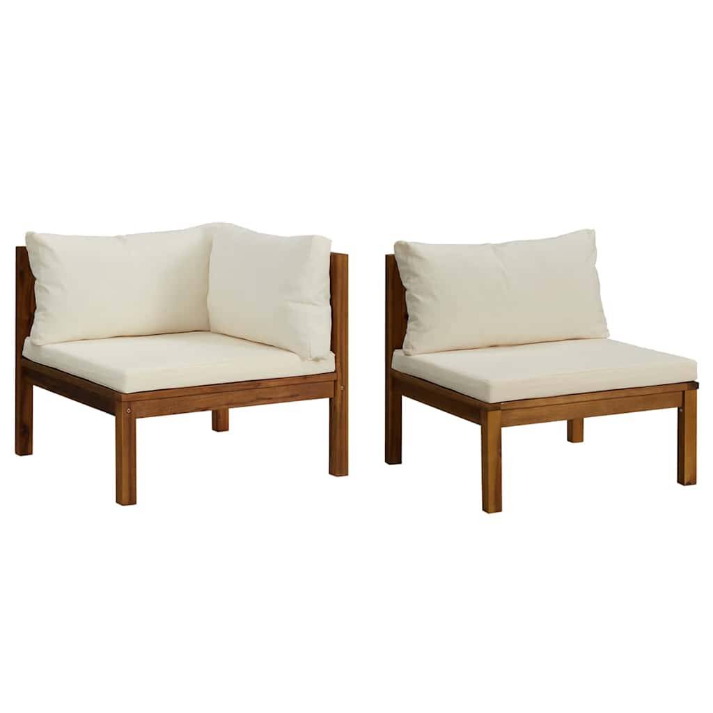 Vidaxl - Ensemble de canapés 2 pcs et coussins blanc crème Acacia solide vidaXL 316283 - Imagen 2