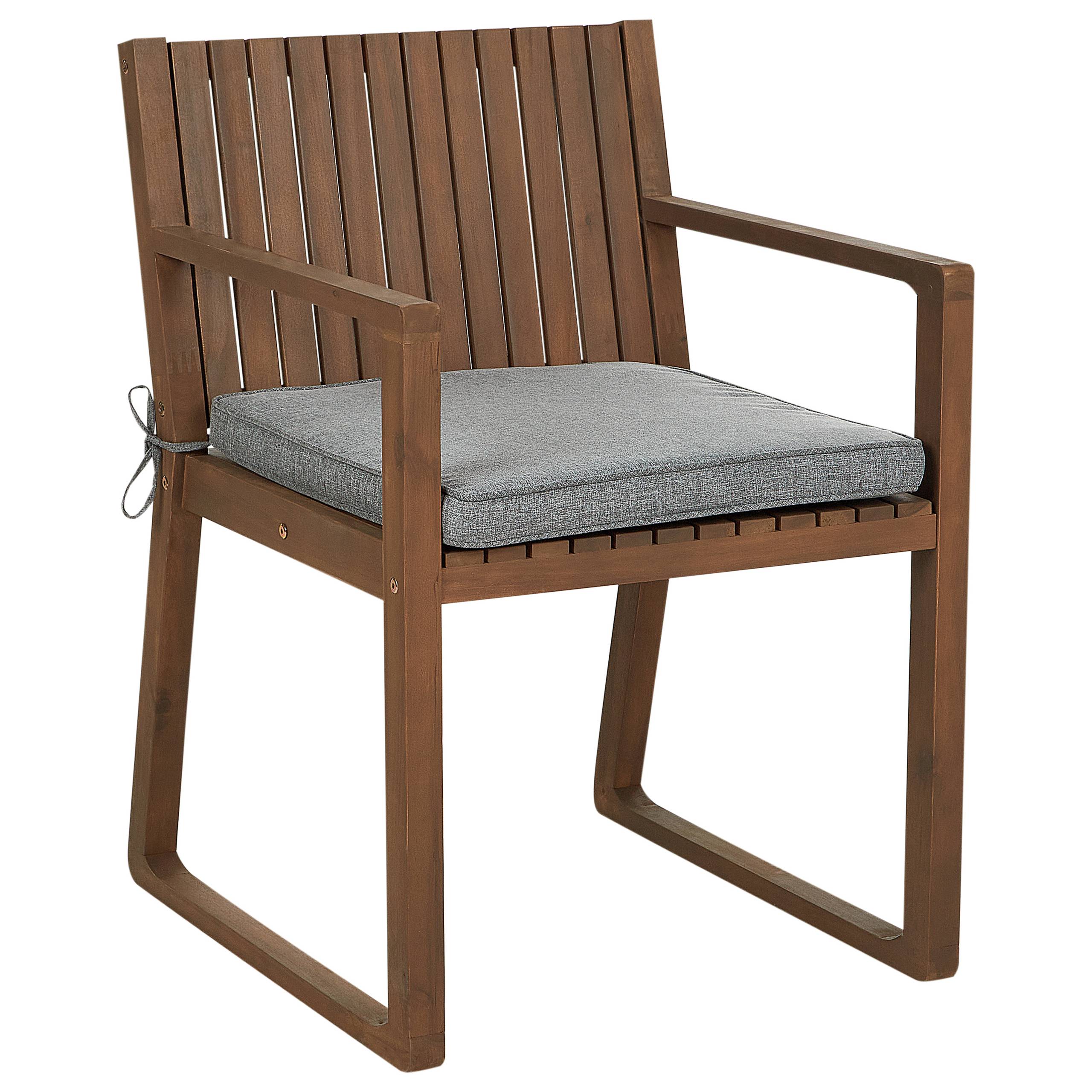 Beliani - Ensemble de Salle à Manger Extérieur Table en Bois d'Acacia Foncé 8 Chaises et Coussins Gris Rustique - Imagen 4