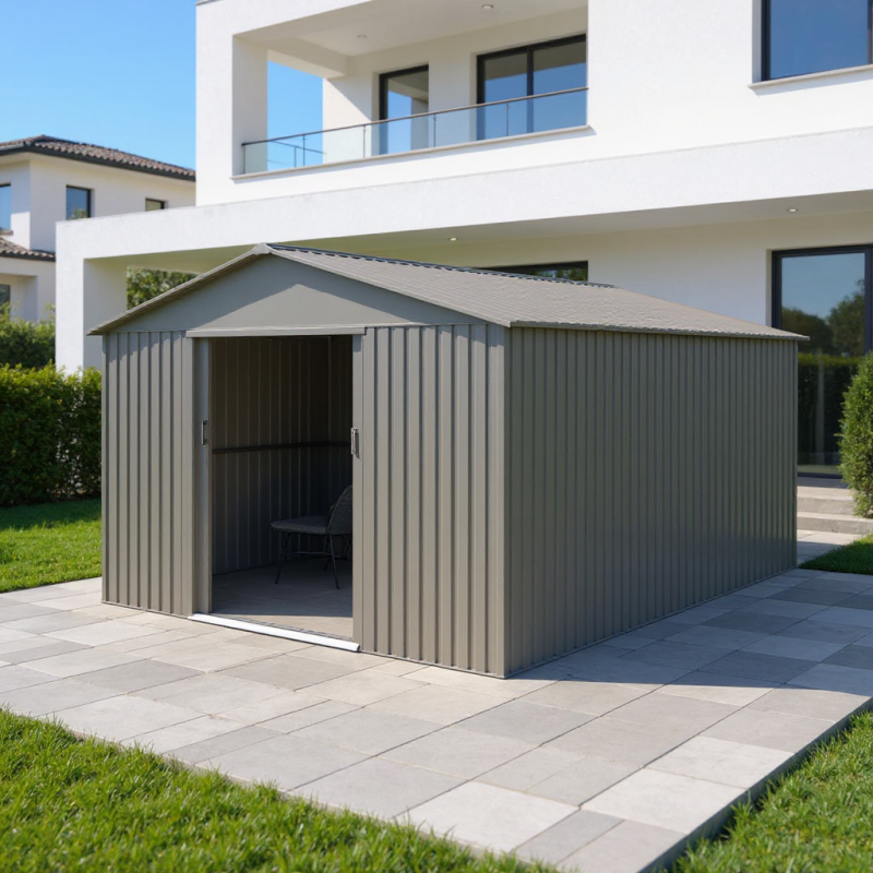 Chalet & Jardin - Abri de jardin en métal – MJ 10 x 14 - 13,5 m² - Anthracite - Image 3