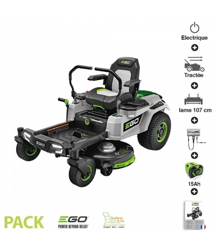 Ego Power + - Tondeuse à gazon Zero Turn batterie 15Ah chargeur mural inclus Ego coupe 107 cm ZT4201E - Image 1