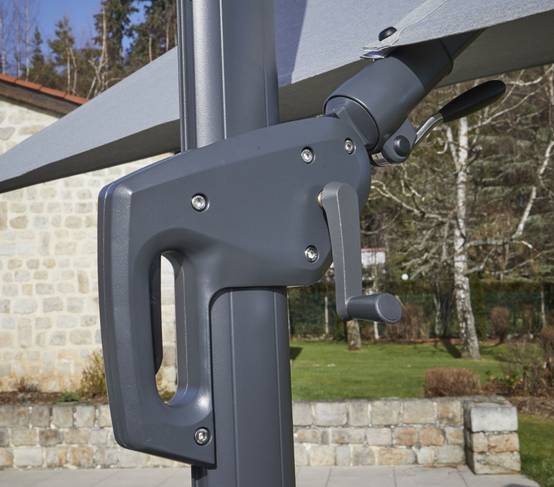 Ozalide - Parasol déporté 3x3m double inclinaison gris anthracite EMERAUDE - Image 2