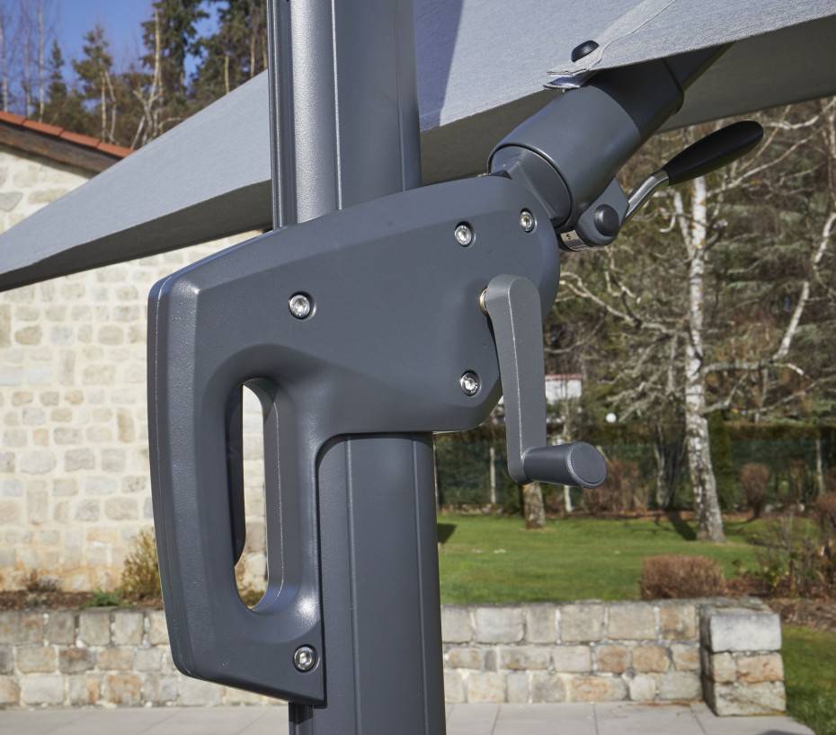 Ozalide - Parasol déporté 3x3m double inclinaison  gris anthracite  EMERAUDE - Image 2