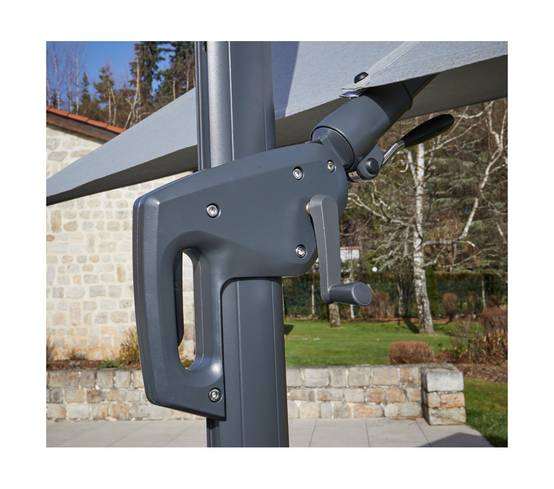 Ozalide - Parasol déporté 3x3m double inclinaison gris anthracite EMERAUDE - Image 5
