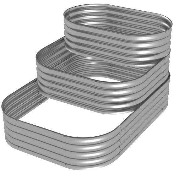 Sans Marque - Jardinière surélevée support fleurs extérieur bac 3 niveaux 158x109x82 cm argent - Image 2