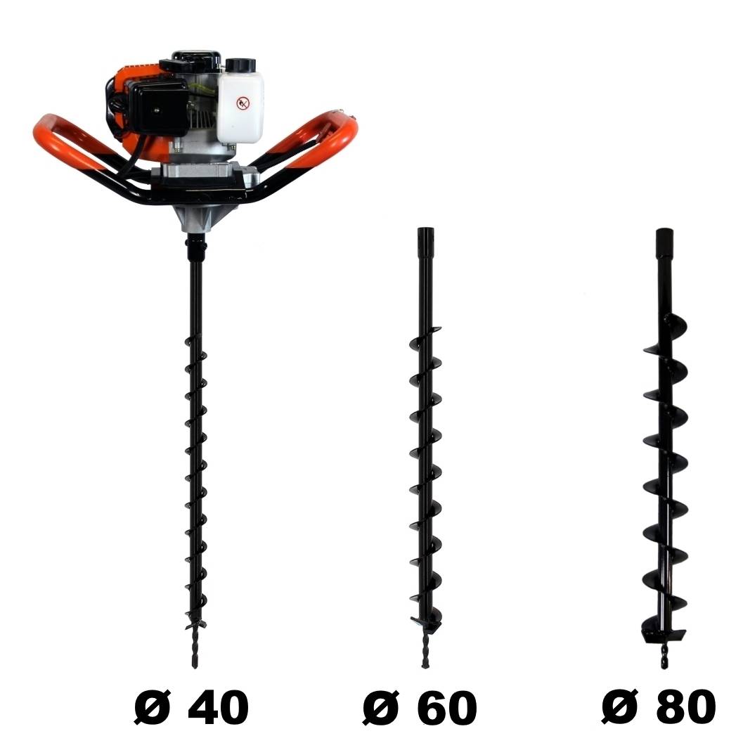 Gt Garden - Tarière thermique 52 cm3, 3 CV + lot de 3 mèches (40, 60 et 80 mm) - GT GARDEN - Imagen 1