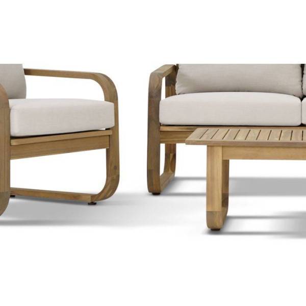 Salon de jardin - Bois d'acacia - 4 personnes - BOHEMIA - Creme - Image 4
