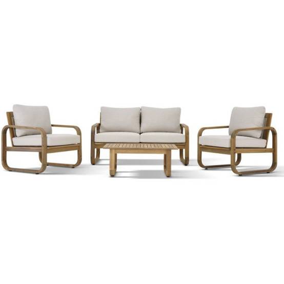 Salon de jardin - Bois d'acacia - 4 personnes - BOHEMIA - Creme - Image 1