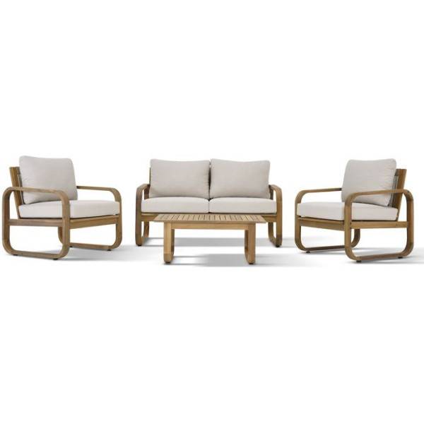 Salon de jardin - Bois d'acacia - 4 personnes - BOHEMIA - Creme - Image 1