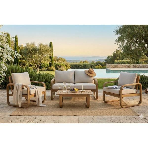 Salon de jardin - Bois d'acacia - 4 personnes - BOHEMIA - Creme - Image 2