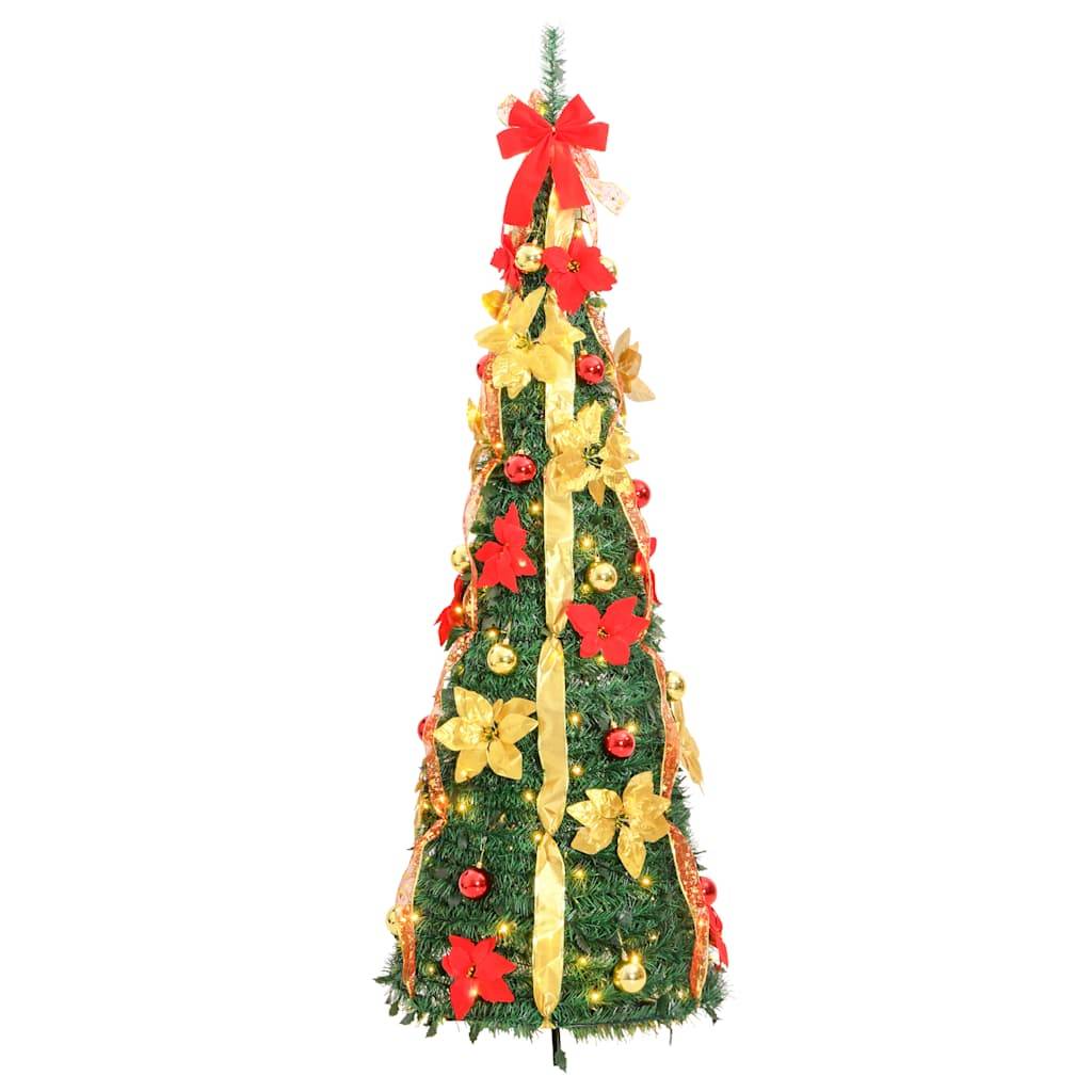 ComfortXL - Sapin de Noël Artificiel Escamotable Décoré et Pré-éclairé 150 LED Vert 180 cm – ComfortXL Outdoor Living - Image 4