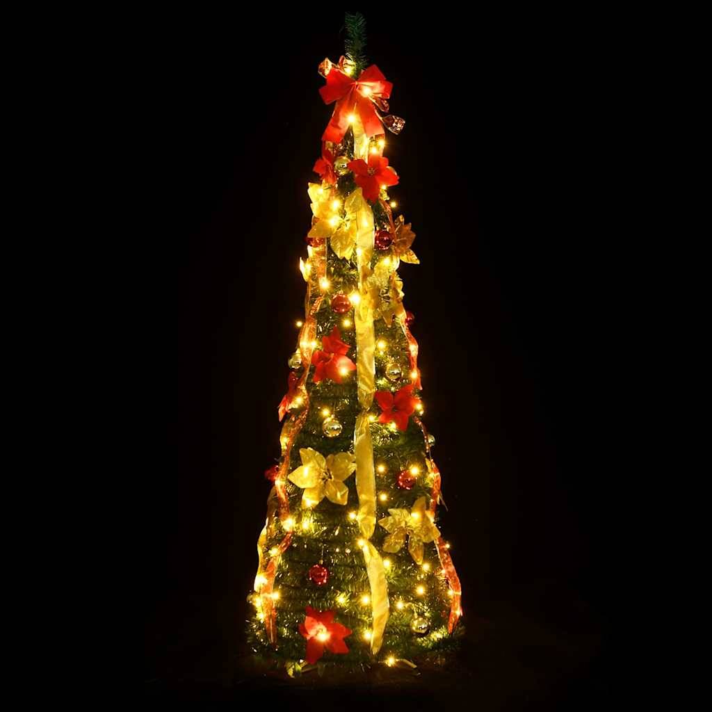 ComfortXL - Sapin de Noël Artificiel Escamotable Décoré et Pré-éclairé 150 LED Vert 180 cm – ComfortXL Outdoor Living - Image 2