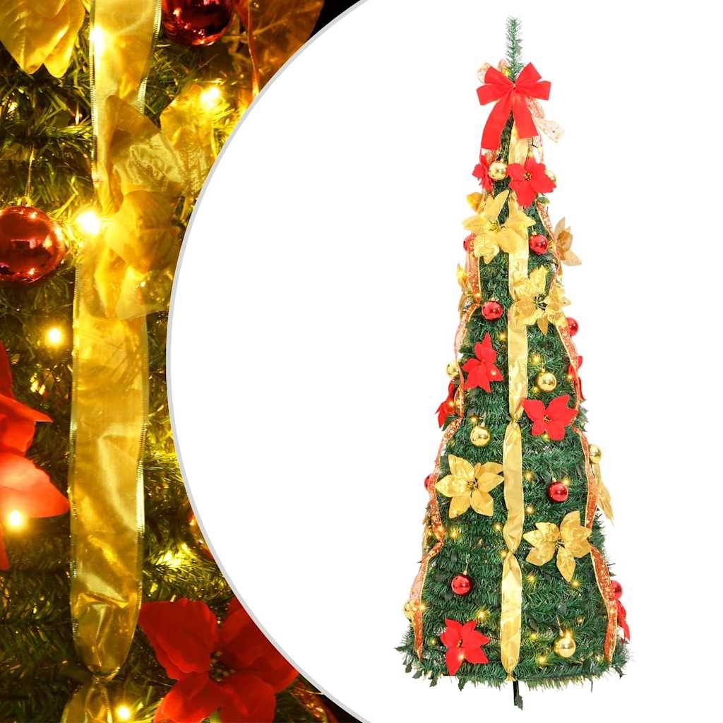 ComfortXL - Sapin de Noël Artificiel Escamotable Décoré et Pré-éclairé 150 LED Vert 180 cm – ComfortXL Outdoor Living - Image 1