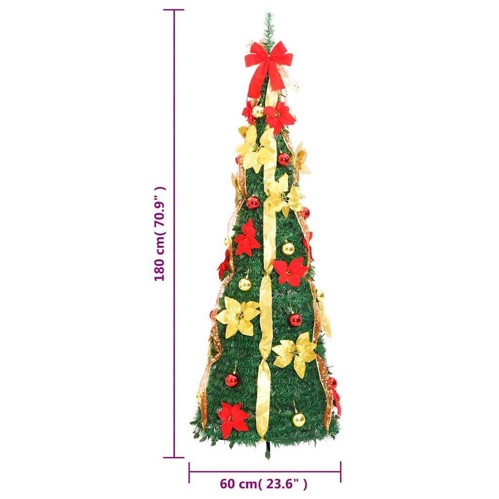 ComfortXL - Sapin de Noël Artificiel Escamotable Décoré et Pré-éclairé 150 LED Vert 180 cm – ComfortXL Outdoor Living - Image 9