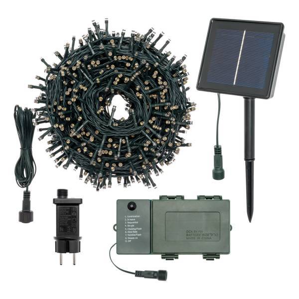 Lotti - Guirlande lumineuse 3 Alimentations interchangeables solaire pile ou secteur 25M 500 LED blanc chaud IP44 professionnelle Lotti - Imagen 4