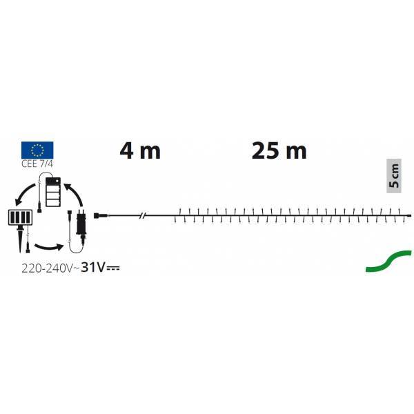 Lotti - Guirlande lumineuse 3 Alimentations interchangeables solaire pile ou secteur 25M 500 LED blanc chaud IP44 professionnelle Lotti - Imagen 2