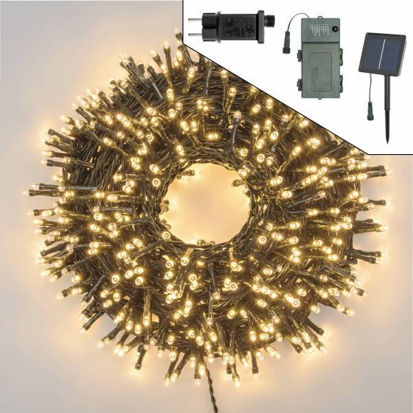 Lotti - Guirlande lumineuse 3 Alimentations interchangeables solaire pile ou secteur 25M 500 LED blanc chaud IP44 professionnelle Lotti - Imagen 9