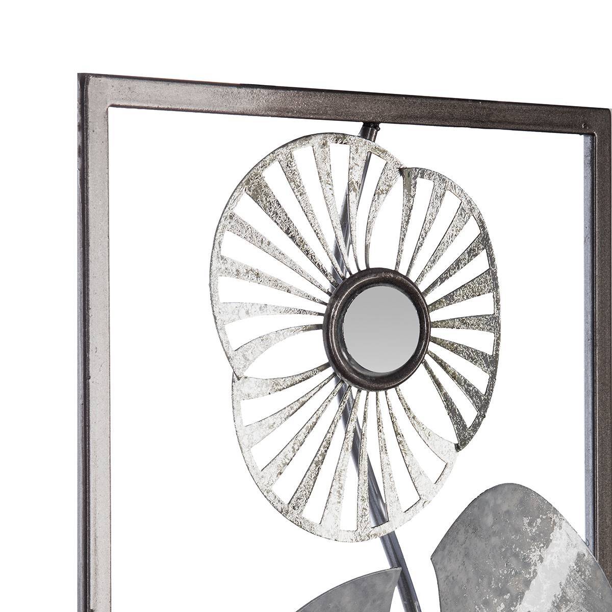 Atmosphera - Déco murale "Fleur" métal argent 25x61cm - Atmosphera Créateur d'intérieur - Imagen 2