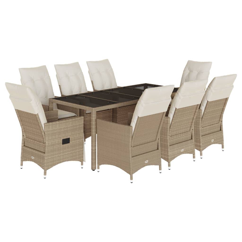 Vidaxl - Ensemble à manger de jardin et coussins 9 pcs beige Poly rotin vidaXL 3276807 - Image 2