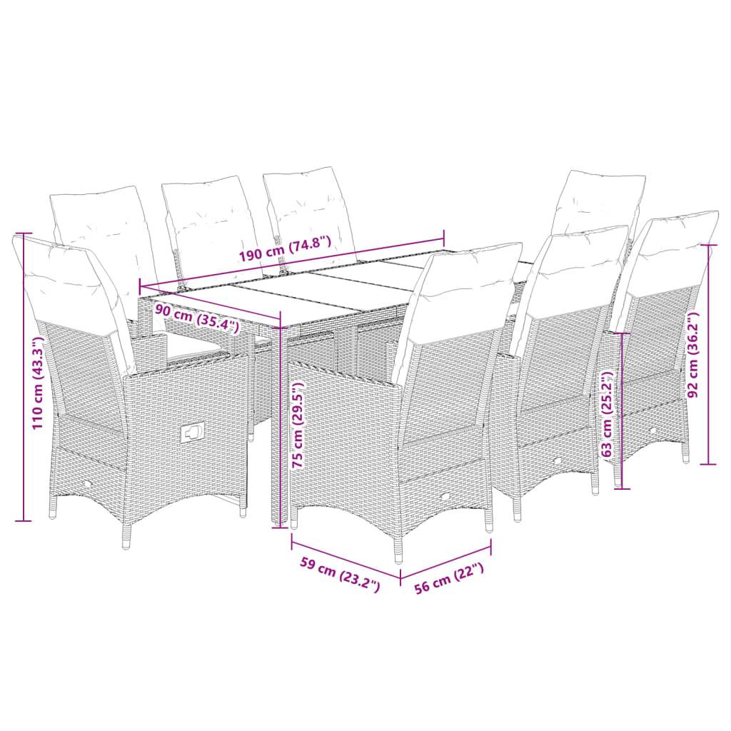 Vidaxl - Ensemble à manger de jardin et coussins 9 pcs beige Poly rotin vidaXL 3276807 - Image 3
