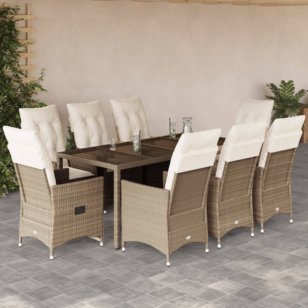 Vidaxl - Ensemble à manger de jardin et coussins 9 pcs beige Poly rotin vidaXL 3276807 - Image 1