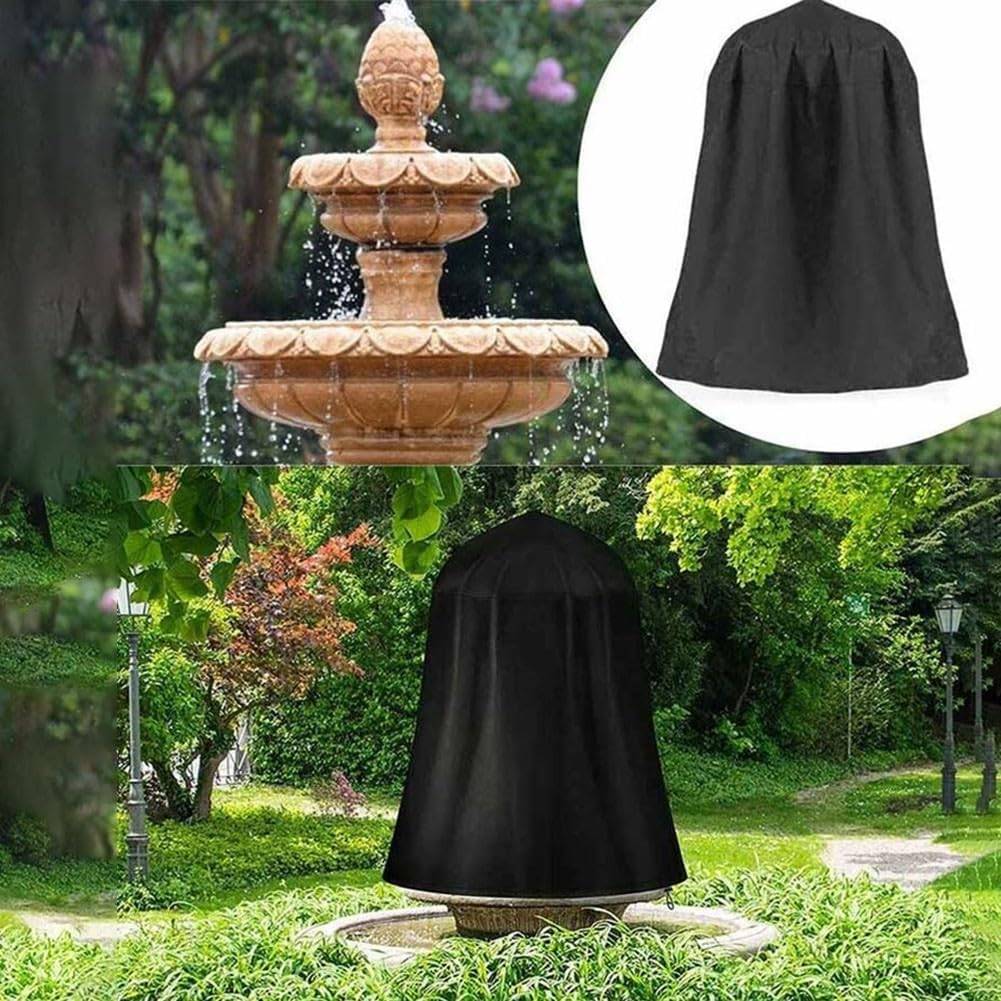IntiMeg - Housse de protection imperméable pour fontaine de jardin, noire, diamètre 102 x hauteur 127 cm, tissu Oxford 210D, protection hivernale IntiMeg - Image 4