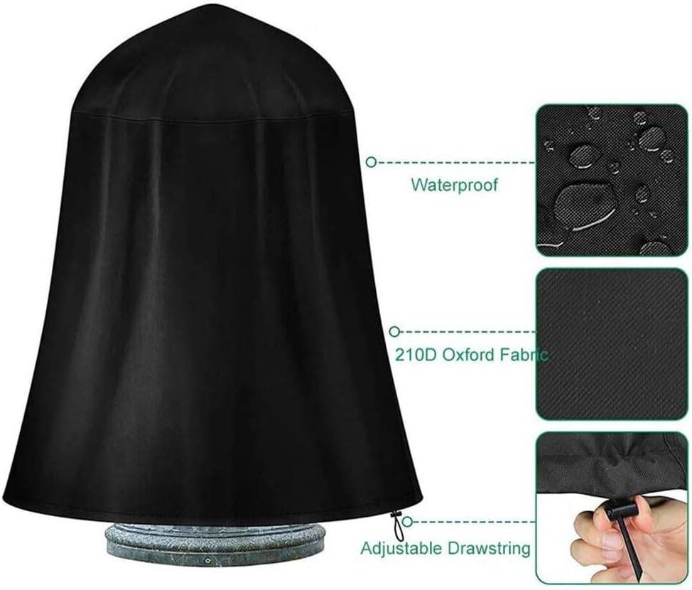 IntiMeg - Housse de protection imperméable pour fontaine de jardin, noire, diamètre 102 x hauteur 127 cm, tissu Oxford 210D, protection hivernale IntiMeg - Image 3