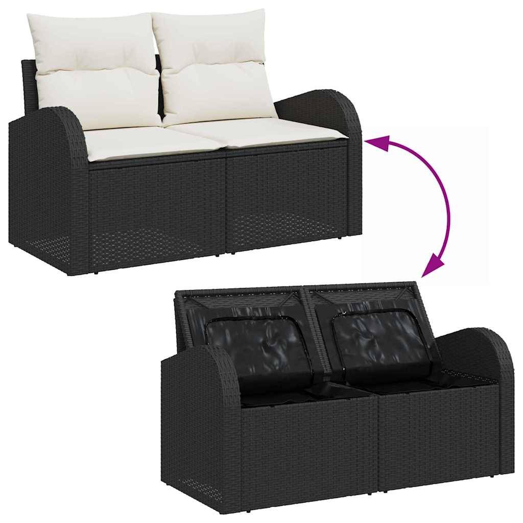 Salon de Jardin 4 Places 6 pcs Poly Rotin avec Rangement et Repose-pieds Noir – ComfortXL Outdoor Living - Image 3