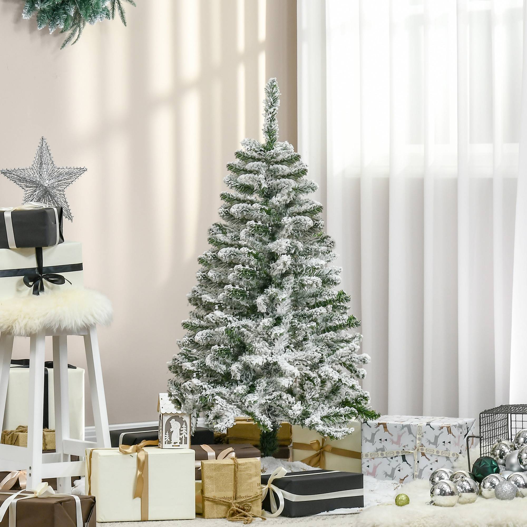 Sapin de Noël Artificiel enneigé 120H cm 200 Branches épines Imitation Nordmann Grand réalisme - Image 3