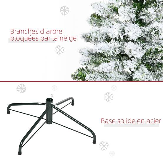 Sapin de Noël Artificiel enneigé 120H cm 200 Branches épines Imitation Nordmann Grand réalisme - Image 9