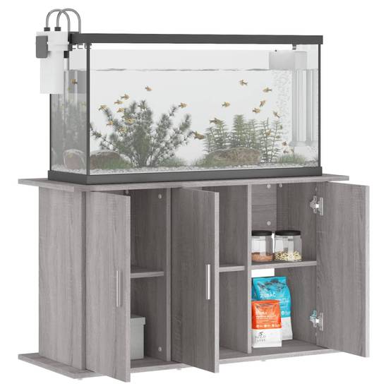 Meuble Aquarium Bois Ingénierie avec Rangement 6 Portes pour Salon Sonoma Gris - ComfortXL Outdoor Living - Image 3