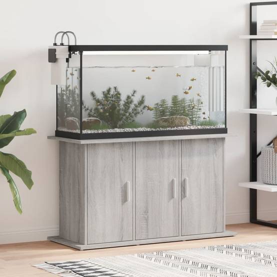 Meuble Aquarium Bois Ingénierie avec Rangement 6 Portes pour Salon Sonoma Gris - ComfortXL Outdoor Living - Image 1