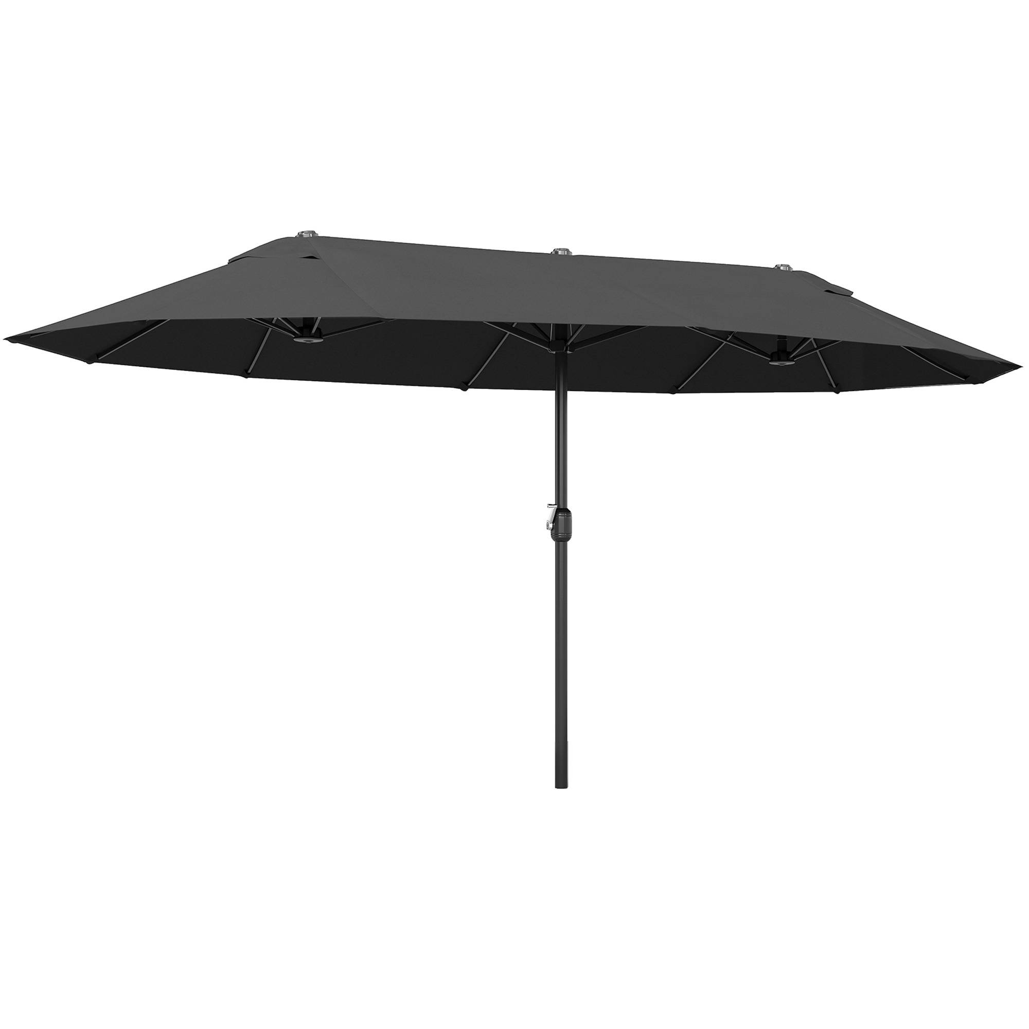Parasol de jardin XXL parasol extérieur grande taille manivelle - 455x265x238cm Polyester Noir fr283 - Image 1
