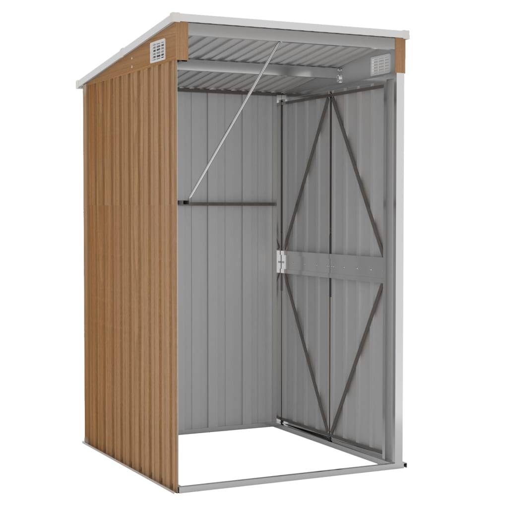 Abri de jardin 1.18m² - Cabane de jardin - Remise de jardin murale Marron 118x100x178 cm Acier galvanisé MAISON CHIC - Image 5