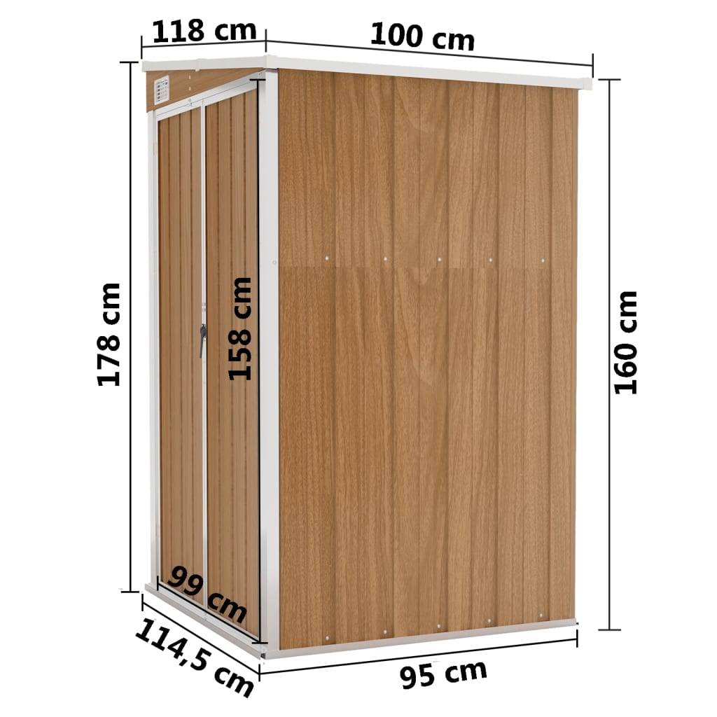 Abri de jardin 1.18m² - Cabane de jardin - Remise de jardin murale Marron 118x100x178 cm Acier galvanisé MAISON CHIC - Image 7