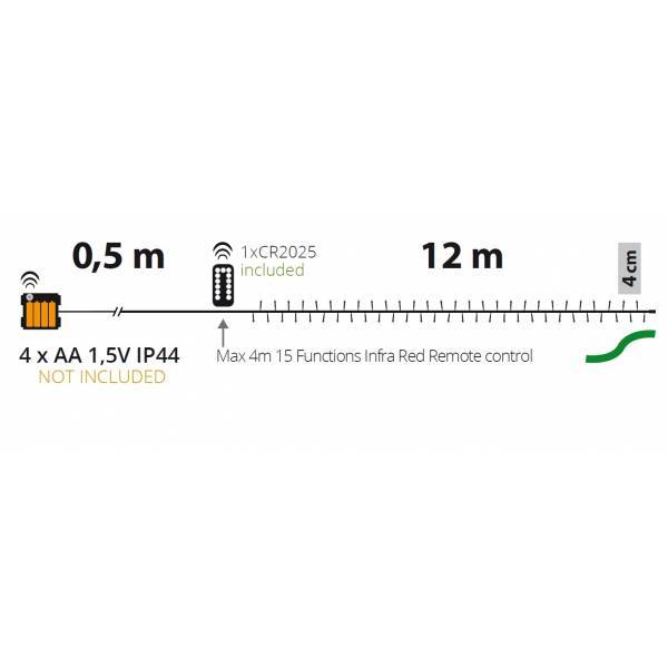 Lotti - Guirlande lumineuse à piles dimmable télécommande 12m 300 LED blanc froid 8 modes lumière IP44 Lotti - Imagen 2