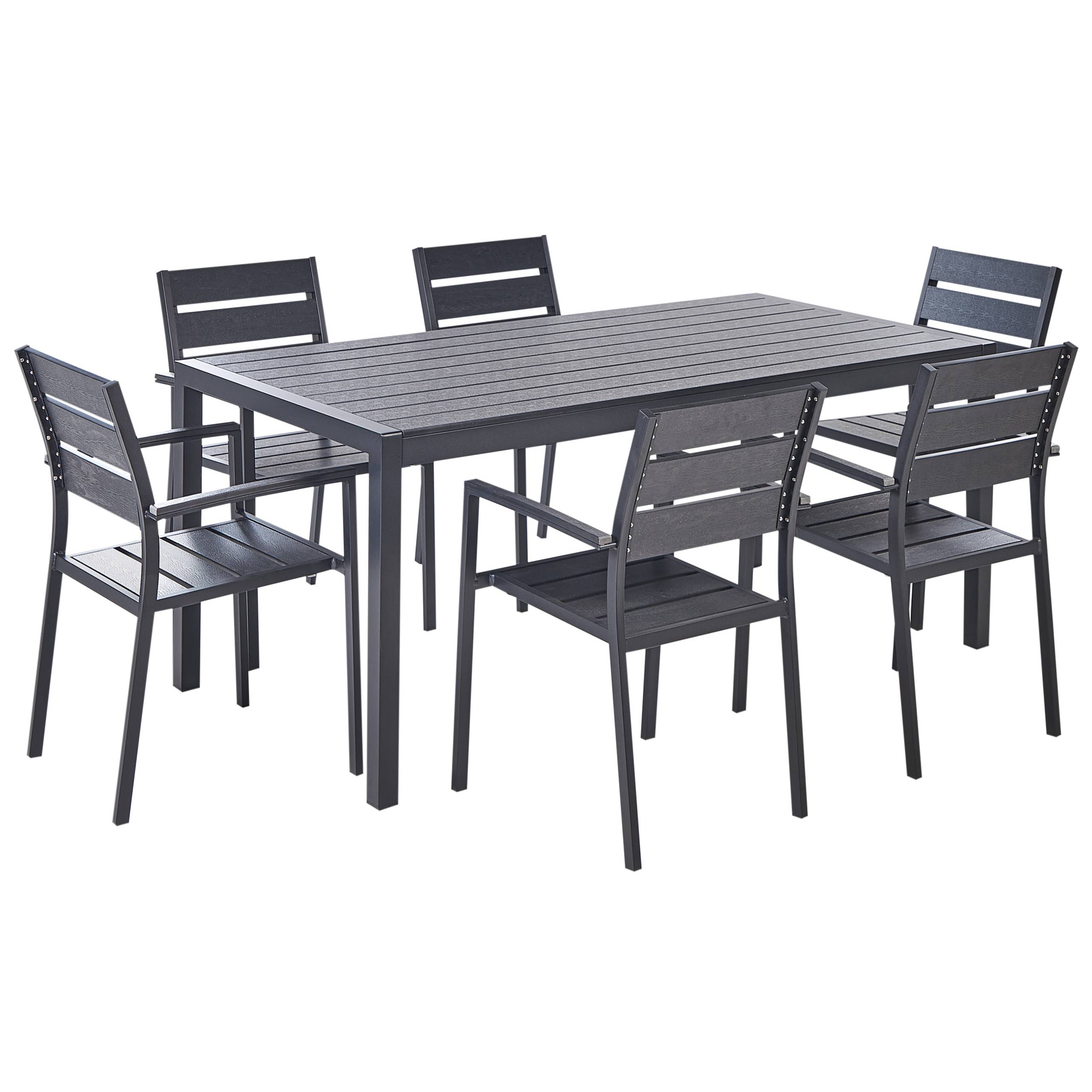 Beliani - Set de salle à manger, 6 Personnes Bois synthétique Noir VERNIO - Beliani - Imagen 2
