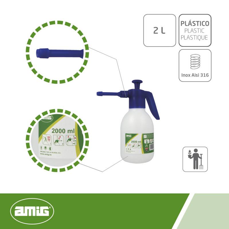 Pulvérisateur pour produits chimiques  2082 - 2 l - Polyéthylène - Blanc/Bleu | Amig - Image 2