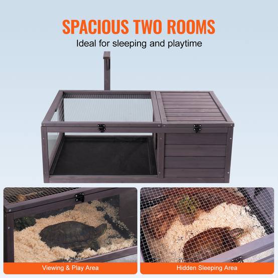 VEVOR Habitat tortue en bois pour intérieur/extérieur, avec support éclairage, 96x61x33cm, pour reptiles. - Image 4