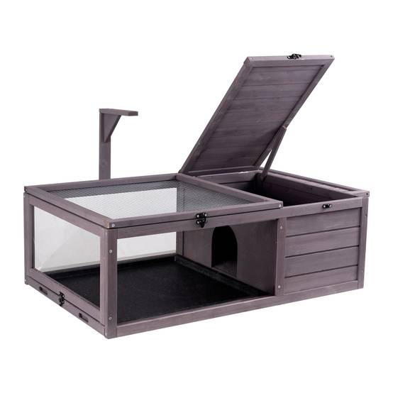 VEVOR Habitat tortue en bois pour intérieur/extérieur, avec support éclairage, 96x61x33cm, pour reptiles. - Image 1