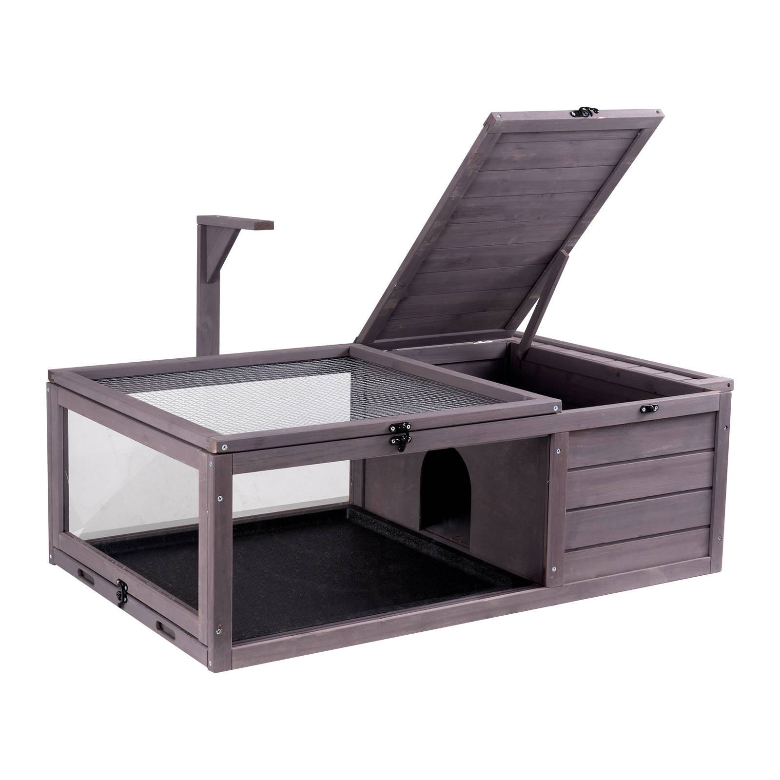VEVOR Habitat tortue en bois pour intérieur/extérieur, avec support éclairage, 96x61x33cm, pour reptiles.