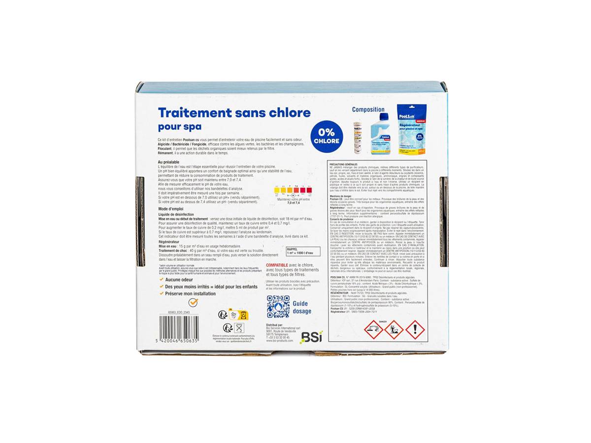 Poolsan - BSI - PooLSan - Kit Sans Chlore Pour Désinfection Totale Des Spas - Jusqu'à 4 A 6 Mois - Elaboré En Europe - Imagen 3