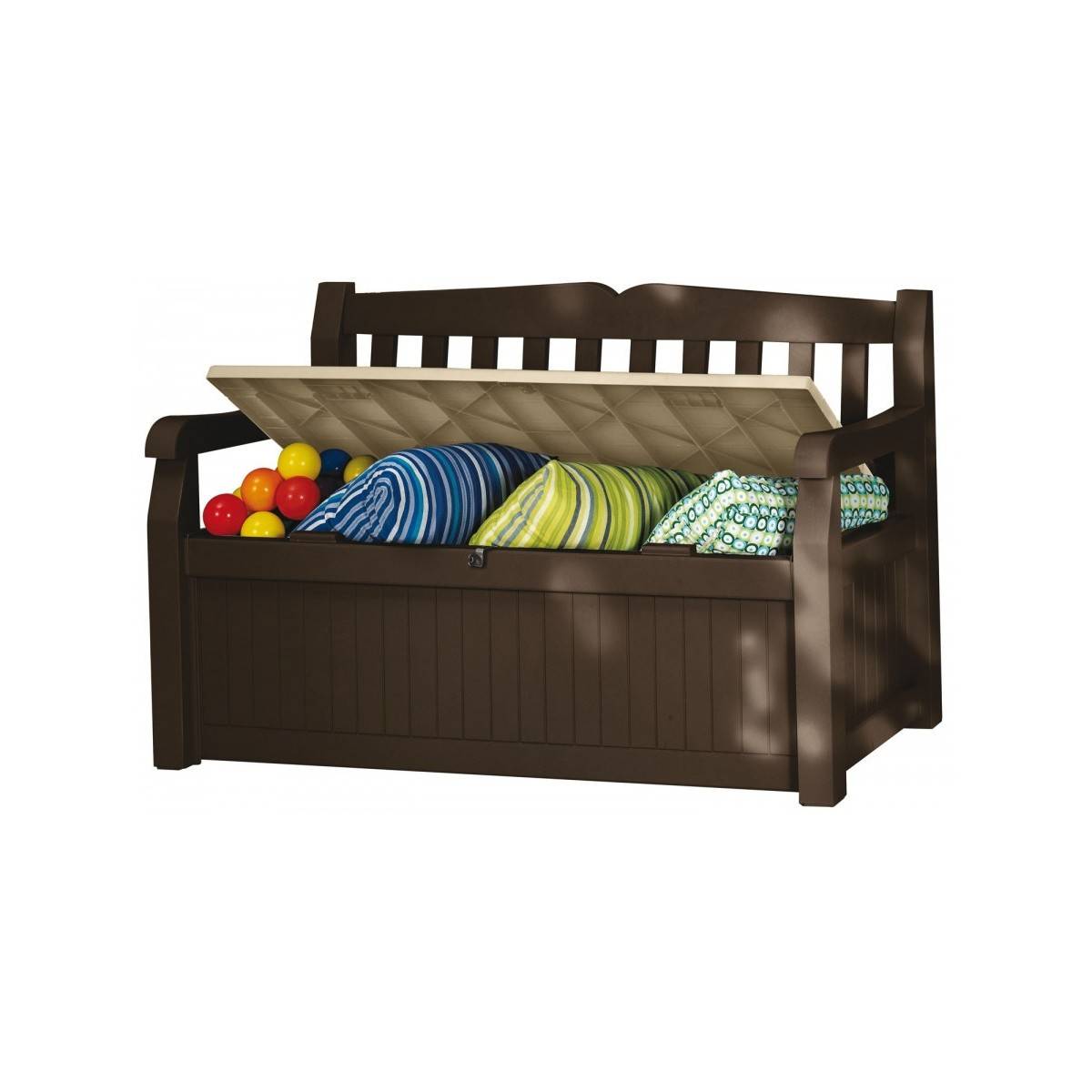 Keter - Coffre de Jardin / Banc 265L Keter Eden Effet bois L140xP60xH84 cm Résiste au gel, intempéries et UV. - Imagen 2