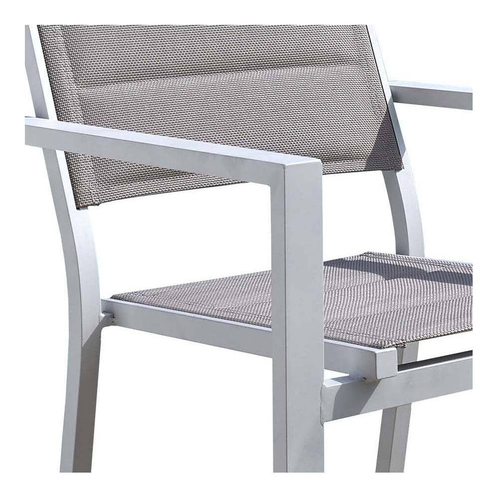 Fauteuil empilable en textilène - JARDILINE - Aluminium - Gris Perle - Imagen 3