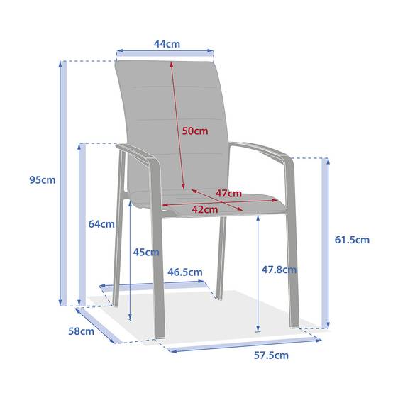 Hesperide - Fauteuil de jardin empilable "Diese" argile & ivoire aluminium et texaline Hespéride - Image 6
