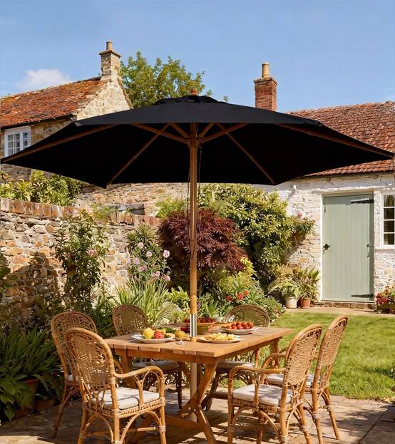 Parasol de jardin extérieur parasol droit double toit Hexagonal - Ø 2,5 x 2,3m Bois Noir fr146 - Image 3